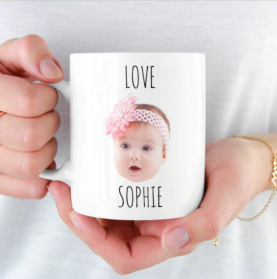 Happy 1st Fathers Day Custom Mug Personalized Mug With Custom Baby Photo Mug Fathers Day Gift